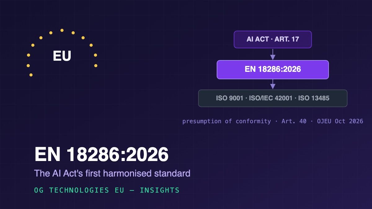 EN 18286:2026 — AI Act quality management system standard