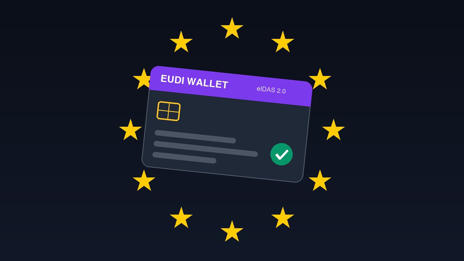European Digital Identity Wallet concept — EU stars surrounding a digital credential card
