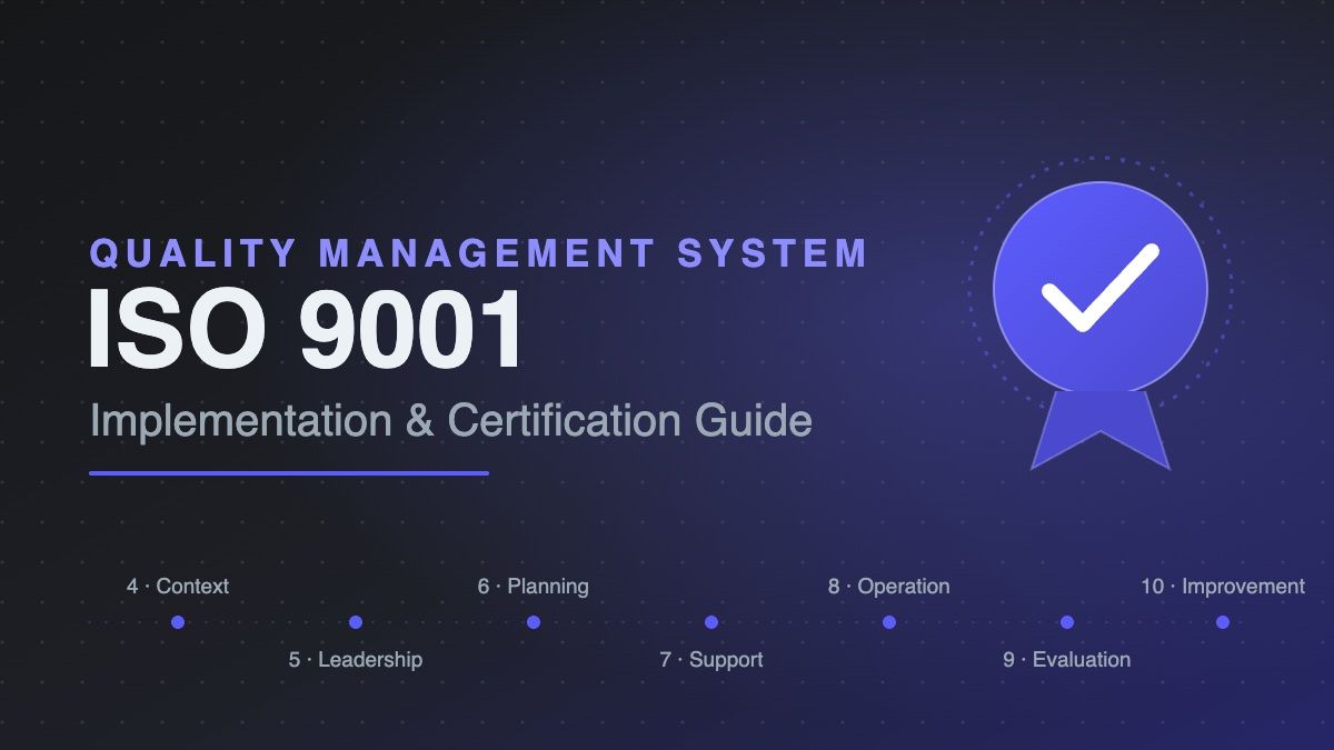 ISO 9001 certification badge — quality management system implementation guide