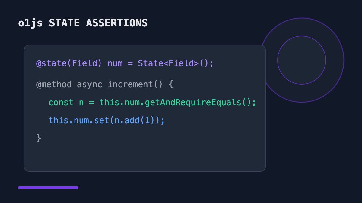 o1js state assertions on Mina zkApps